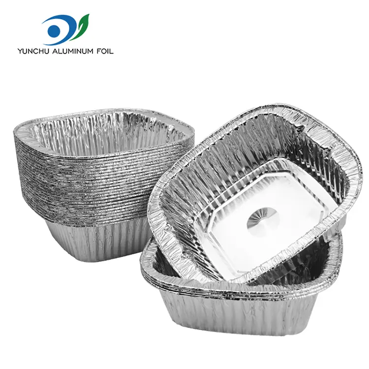 정사각형 실버 테이크 아웃 포장 알루미늄 호일 컨테이너