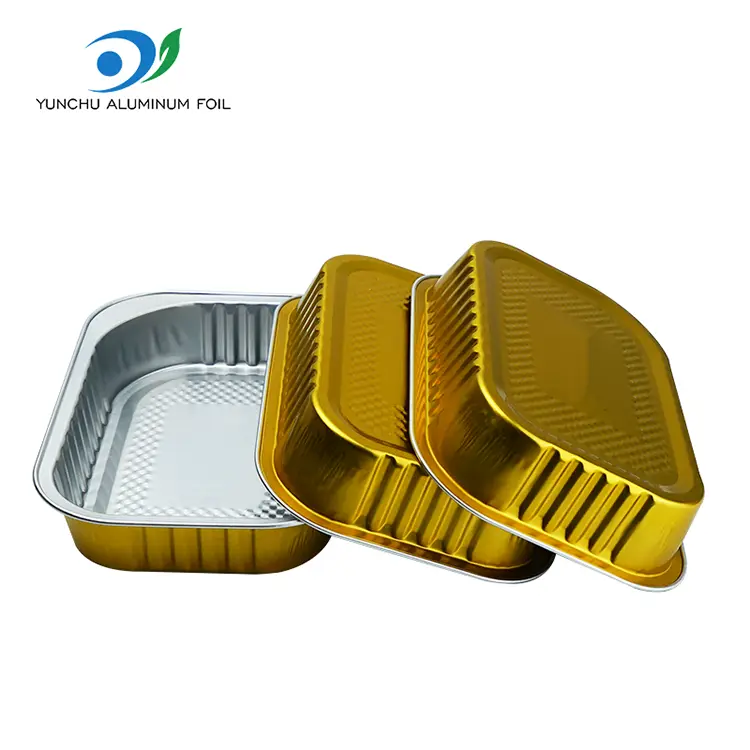 정사각형 테이크 아웃 식당 황금 알루미늄 호일 용기