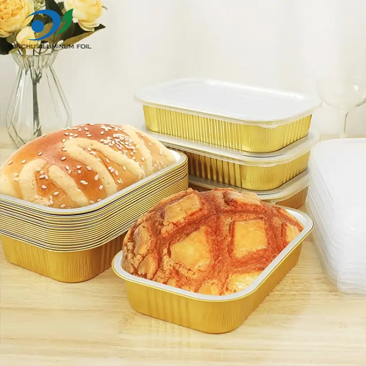 정사각형 테이크 아웃 식당 황금 알루미늄 호일 용기