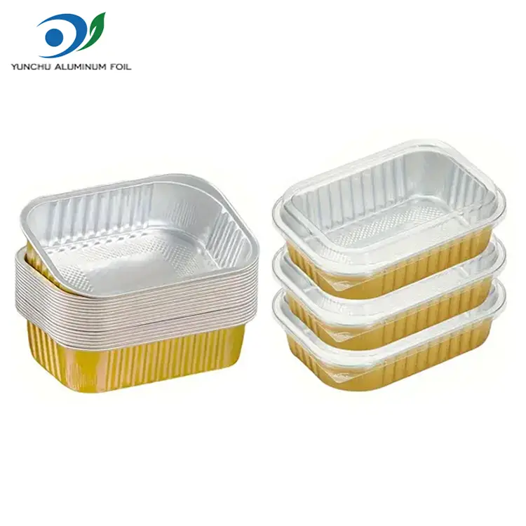 정사각형 테이크 아웃 식당 황금 알루미늄 호일 용기