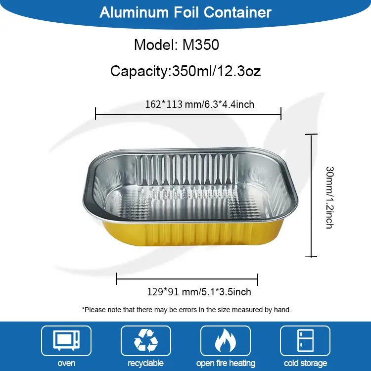 정사각형 테이크 아웃 식당 황금 알루미늄 호일 용기