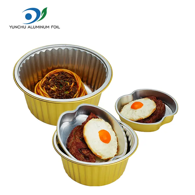 테이크 아웃 식당 황금 라운드 알루미늄 호일 용기