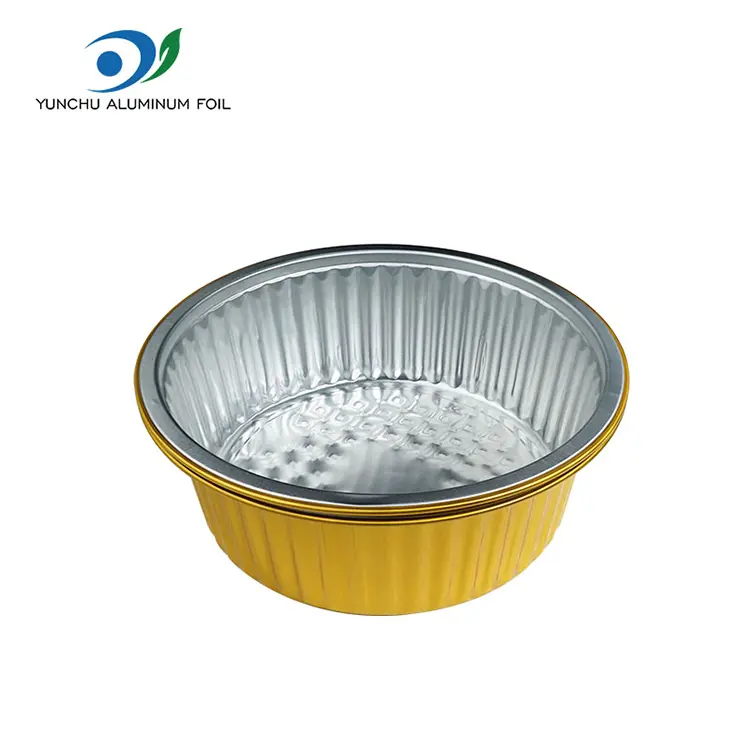 테이크 아웃 작은 뜨거운 냄비 황금 원형 알루미늄 호일 용기
